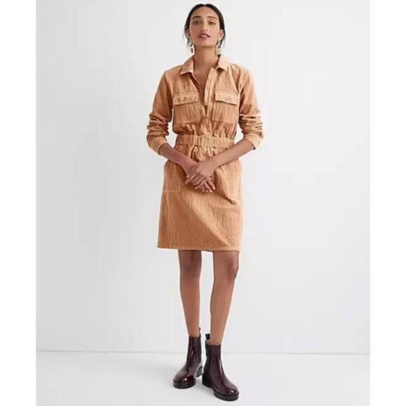 NWT J Crew size 0 Zip-front cinched dress in corduroy - Picture 1 of 7